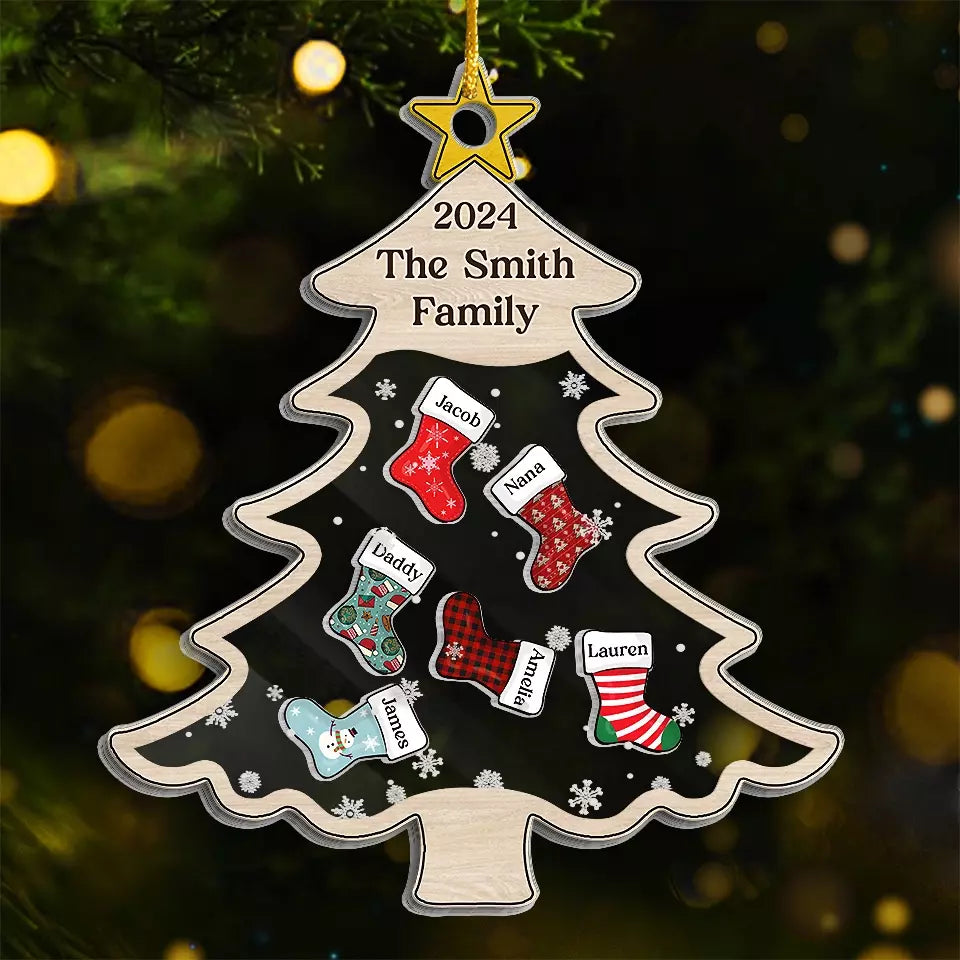 À Noël, tous les chemins mènent à la maison - Décoration de Noël personnalisée à 3 étages pour la famille - Cadeau de Noël pour les membres de la famille