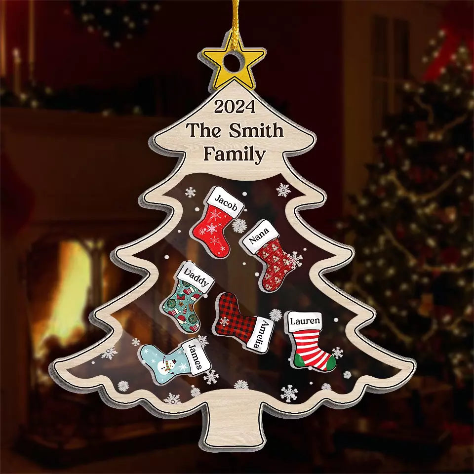 À Noël, tous les chemins mènent à la maison - Décoration de Noël personnalisée à 3 étages pour la famille - Cadeau de Noël pour les membres de la famille