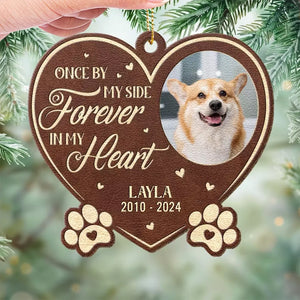 Photo personnalisée que vous avez laissée sur mon cœur - Ornement en cuir personnalisé commémoratif - Cadeau de Noël, cadeau de condoléances pour les propriétaires d'animaux et les amoureux des animaux