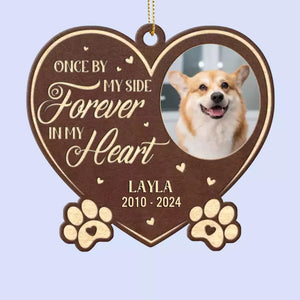 Photo personnalisée que vous avez laissée sur mon cœur - Ornement en cuir personnalisé commémoratif - Cadeau de Noël, cadeau de condoléances pour les propriétaires d'animaux et les amoureux des animaux