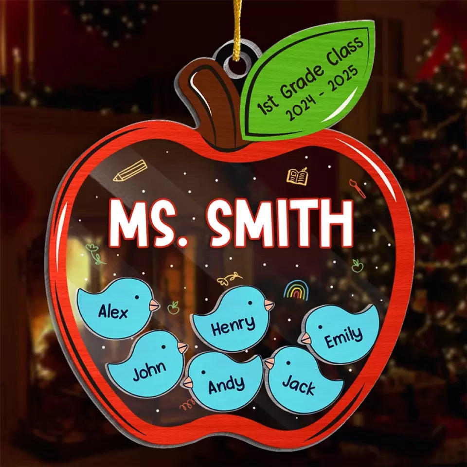 Enseignants, les héros méconnus de nos vies - Ornement shaker personnalisé à 3 couches pour enseignant - Cadeau de Noël pour enseignant