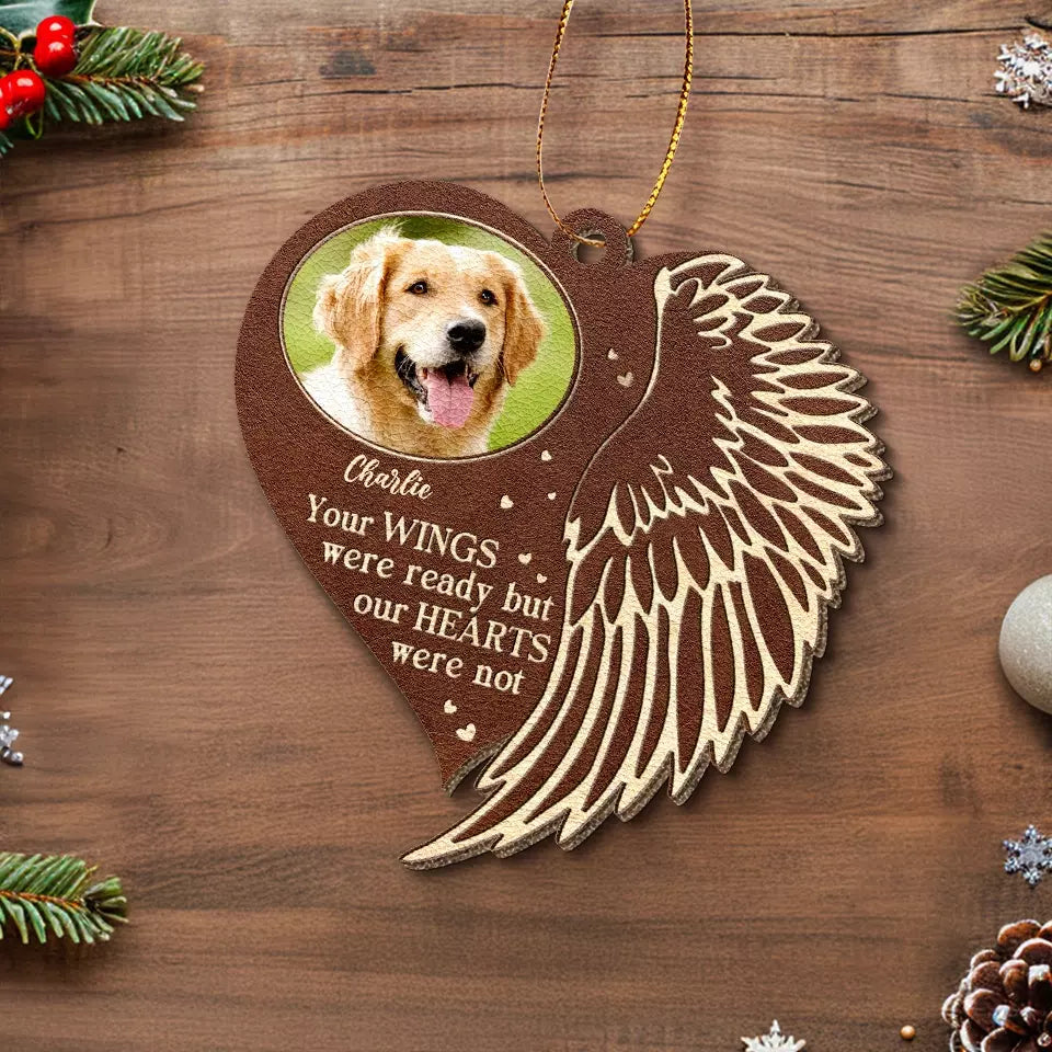 Photo personnalisée gravée dans mon cœur - Ornement commémoratif personnalisé en cuir - Cadeau de Noël, cadeau de condoléances pour les propriétaires d'animaux et les amoureux des animaux