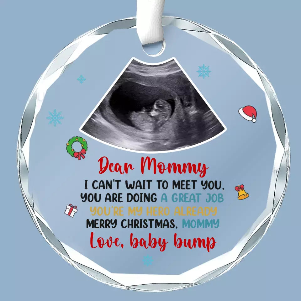 Photo personnalisée « Maman, tu es mon héroïne » – Ornement en verre rond personnalisé pour la famille – Cadeau de Noël pour bébé, enfant et nouveau-né