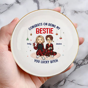 Lumières de Noël et ambiance « meilleure amie » - Coupelle à bijoux personnalisée - Cadeau de Noël pour meilleures amies, meilleures amies et sœurs