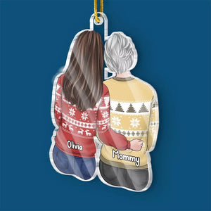 Noël est magique avec vous - Décoration personnalisée pour la famille - Forme personnalisée en acrylique - Cadeau de Noël pour maman et fille