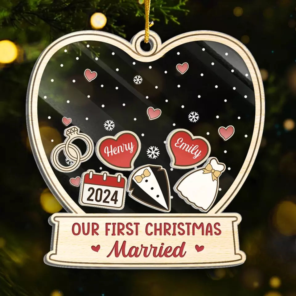 L'amour est le plus beau cadeau de tous - Ornement personnalisé à 3 étages pour couple - Cadeau de Noël pour mari et femme, anniversaire
