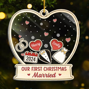 L'amour est le plus beau cadeau de tous - Ornement personnalisé à 3 étages pour couple - Cadeau de Noël pour mari et femme, anniversaire