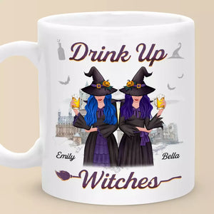 Drink Up Witches - Mug personnalisé Bestie - Cadeau d'Halloween pour meilleures amies, meilleures amies, sœurs