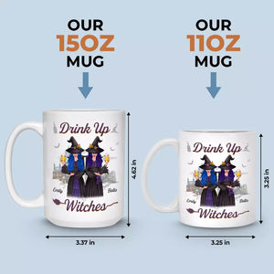 Drink Up Witches - Mug personnalisé Bestie - Cadeau d'Halloween pour meilleures amies, meilleures amies, sœurs