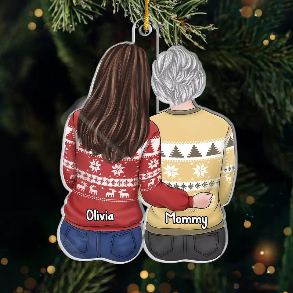 Noël est magique avec vous - Décoration personnalisée pour la famille - Forme personnalisée en acrylique - Cadeau de Noël pour maman et fille