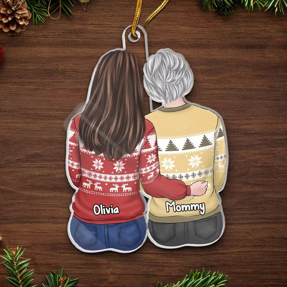 Noël est magique avec vous - Décoration personnalisée pour la famille - Forme personnalisée en acrylique - Cadeau de Noël pour maman et fille