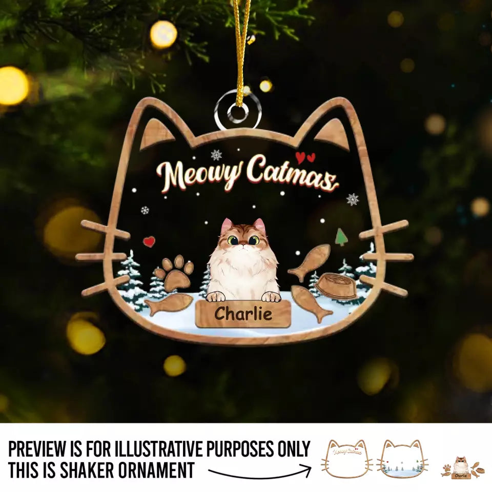 Joyeux Pawlidays - Ornement personnalisé à 3 étages en forme de chat - Cadeau de Noël pour les propriétaires et les amoureux des animaux