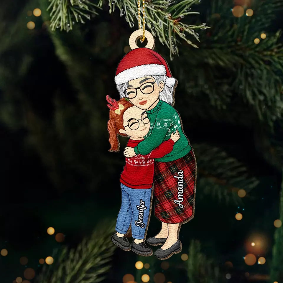 Meilleure grand-mère de tous les temps - Décoration de Noël personnalisée en cuir pour grand-mère