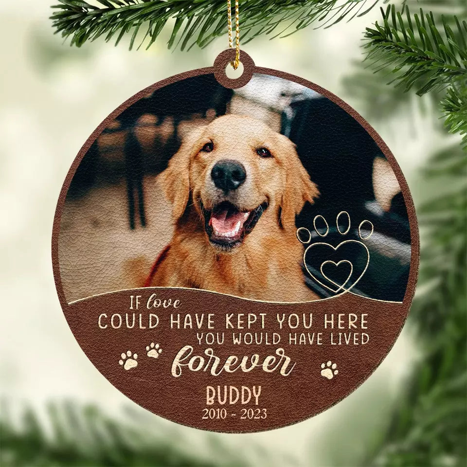 Photo personnalisée et ce soir je m'endormirai, avec toi dans mon cœur - Ornement en cuir personnalisé commémoratif - Cadeau de Noël, cadeau de condoléances pour les propriétaires d'animaux de compagnie, les amoureux des animaux
