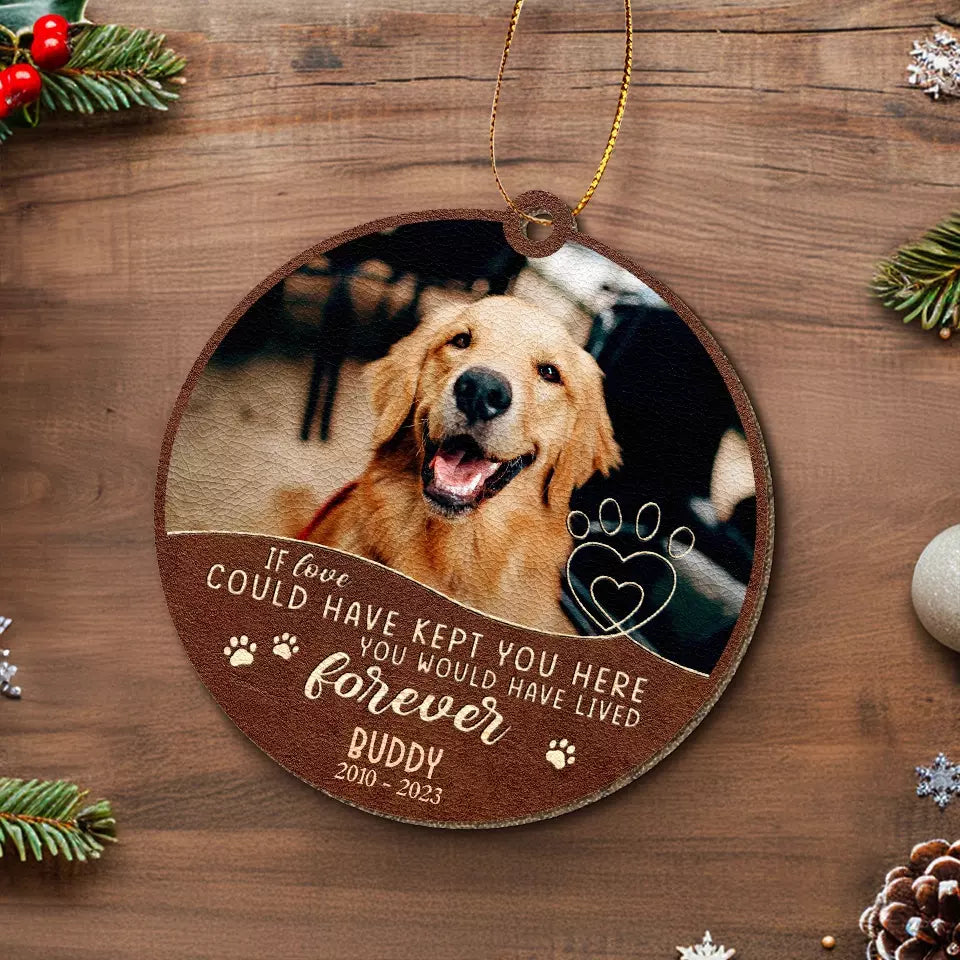Photo personnalisée et ce soir je m'endormirai, avec toi dans mon cœur - Ornement en cuir personnalisé commémoratif - Cadeau de Noël, cadeau de condoléances pour les propriétaires d'animaux de compagnie, les amoureux des animaux