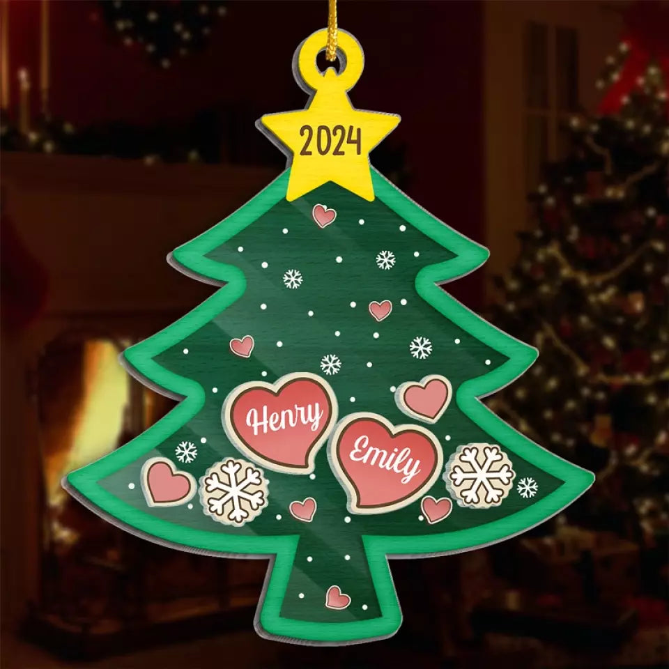 Quand je te regarde, je vois l'éternité - Ornement personnalisé à 3 couches pour couple - Cadeau de Noël pour mari et femme, anniversaire
