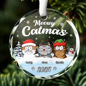 Joyeux Noël à tous ! Décoration de Noël personnalisée en verre avec motif chien et chat. Cadeau idéal pour les propriétaires et les amoureux des animaux.
