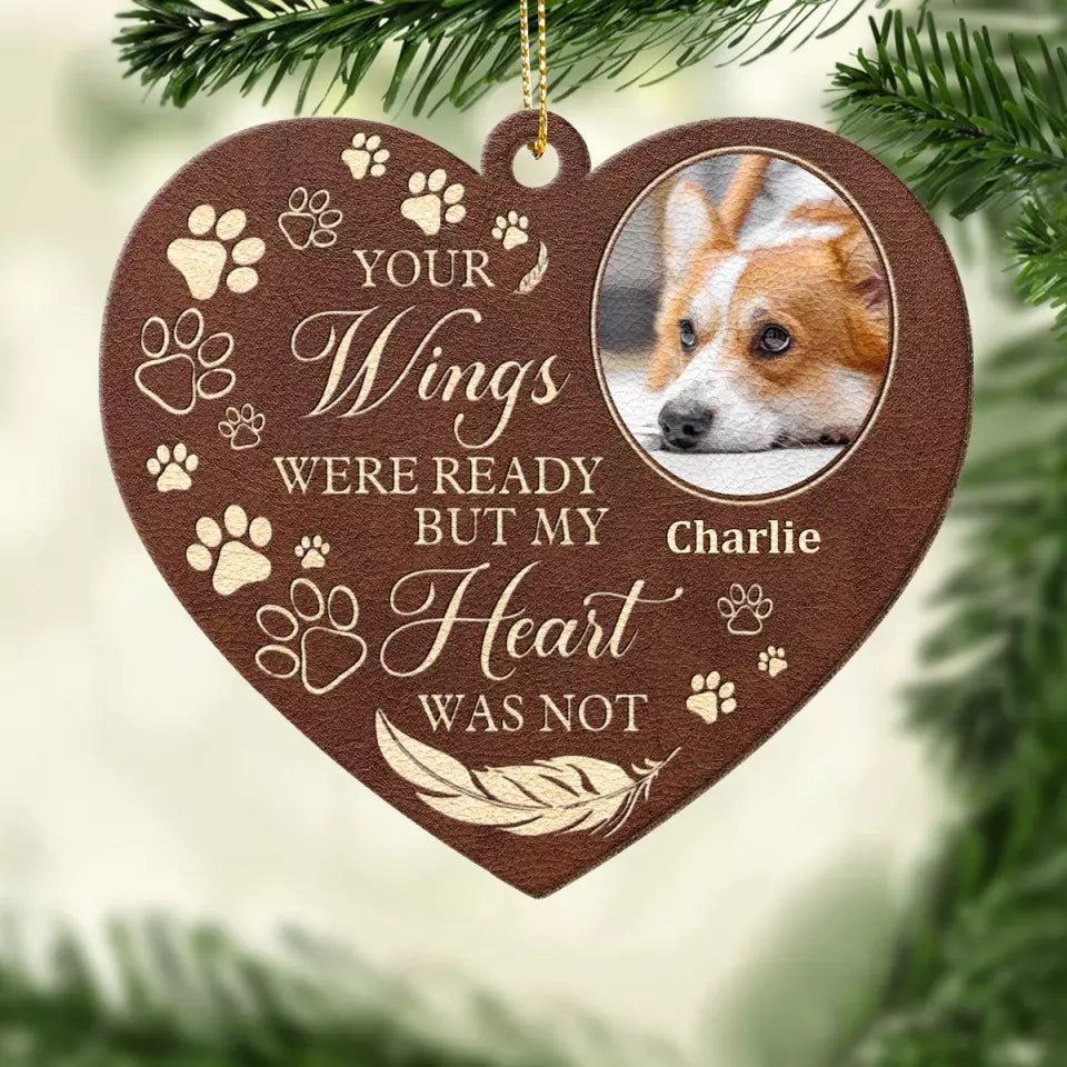 Photo personnalisée « Une empreinte de patte sur mon cœur » – Ornement commémoratif personnalisé en cuir – Cadeau de Noël, cadeau de condoléances pour les propriétaires d'animaux et les amoureux des animaux