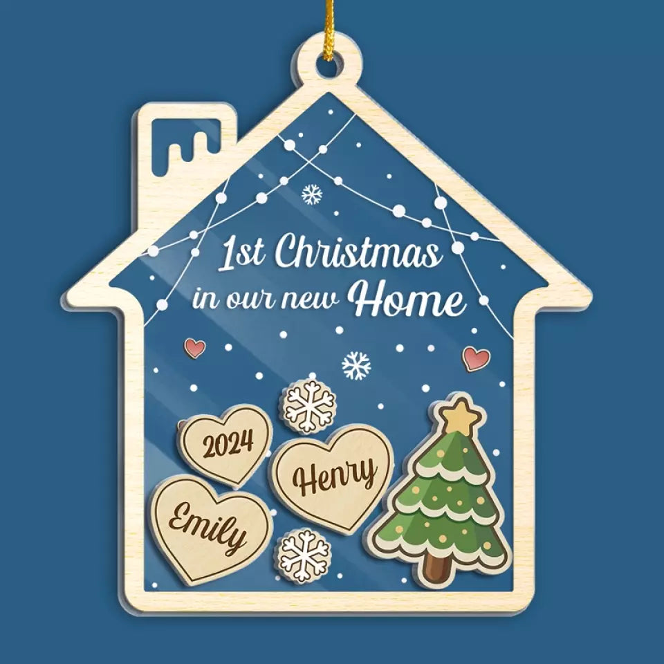 Premier Noël dans notre nouvelle maison - Ornement personnalisé à 3 étages pour couple - Cadeau de Noël pour mari et femme, anniversaire, premier Noël