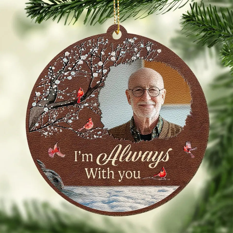Photo personnalisée très aimée, profondément regrettée - Ornement commémoratif personnalisé en cuir - Cadeau de Noël, cadeau de condoléances pour les membres de la famille