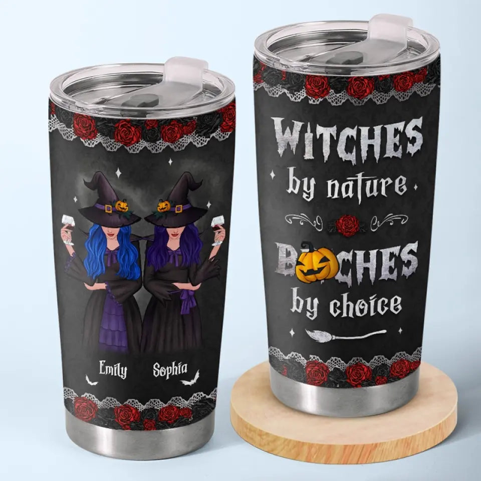 Sorcières par nature - Gobelet personnalisé Bestie - Cadeau d'Halloween pour meilleures amies, meilleures amies, sœurs