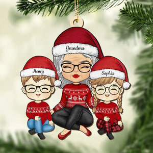 Grand-mère, nous te souhaitons un joyeux Noël - Ornement en cuir personnalisé pour la famille - Cadeau de Noël pour grand-mère