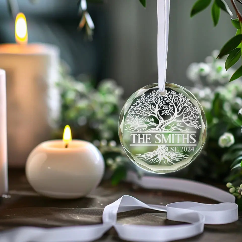 La famille est ma plus grande bénédiction et ma source de force - Décoration de Noël personnalisée en verre avec cercle - Cadeau pour les membres de la famille