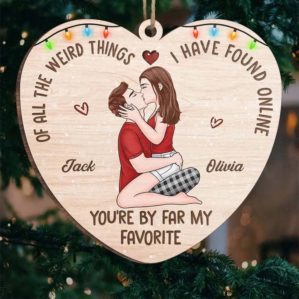 T'embrasser, c'est comme boire un shot de bonheur - Ornement personnalisé pour couple - Forme en bois personnalisée - Cadeau de Noël pour mari et femme, anniversaire