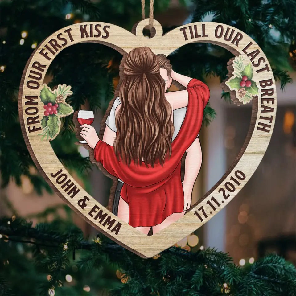 Joyeux Noël, mon amour ! Ornement personnalisé pour couple ! Bois en forme personnalisée ! Cadeau de Noël pour mari et femme, anniversaire