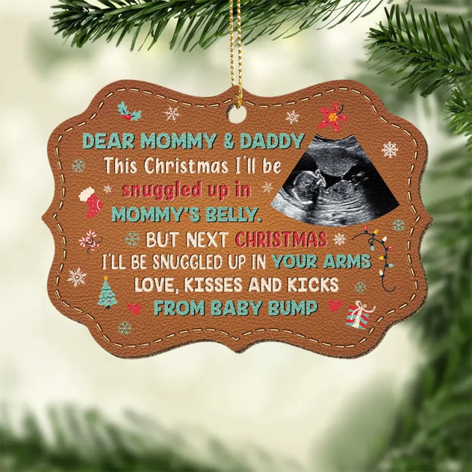 Décorations photo personnalisées pour immortaliser le premier Noël de votre bébé, des souvenirs de joie étincelants - Décoration en cuir personnalisée pour la famille - Cadeau de Noël pour bébé, enfant et nouveau-né