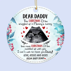 Photo personnalisée : avancez dans ce voyage d'amour et de joie ! Ornement en cuir personnalisé pour la famille ! Cadeau de Noël pour bébé, enfant et nouveau-né.