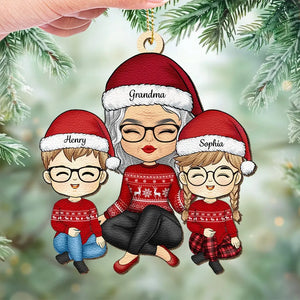 Grand-mère, nous te souhaitons un joyeux Noël - Ornement en cuir personnalisé pour la famille - Cadeau de Noël pour grand-mère