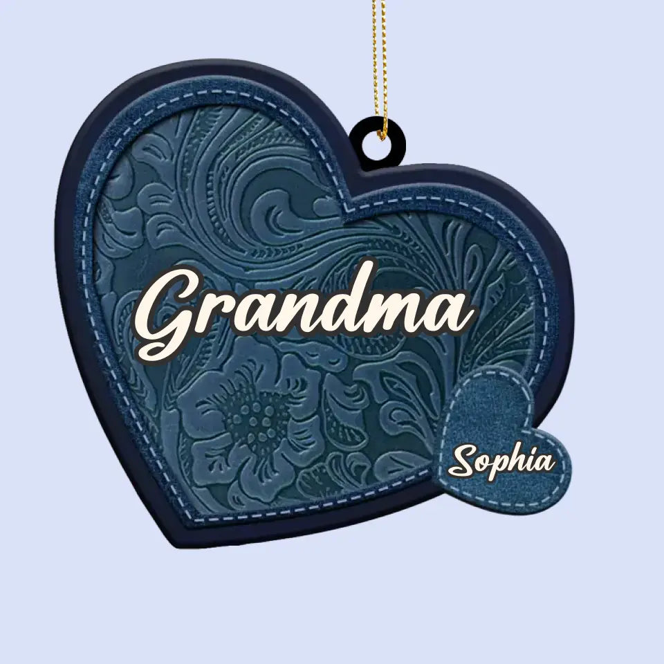 Les grands-mères sont le cœur de la famille - Décoration de Noël personnalisée en cuir pour grand-mère