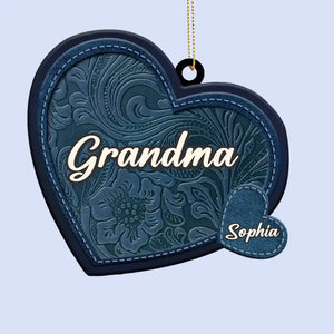 Les grands-mères sont le cœur de la famille - Décoration de Noël personnalisée en cuir pour grand-mère