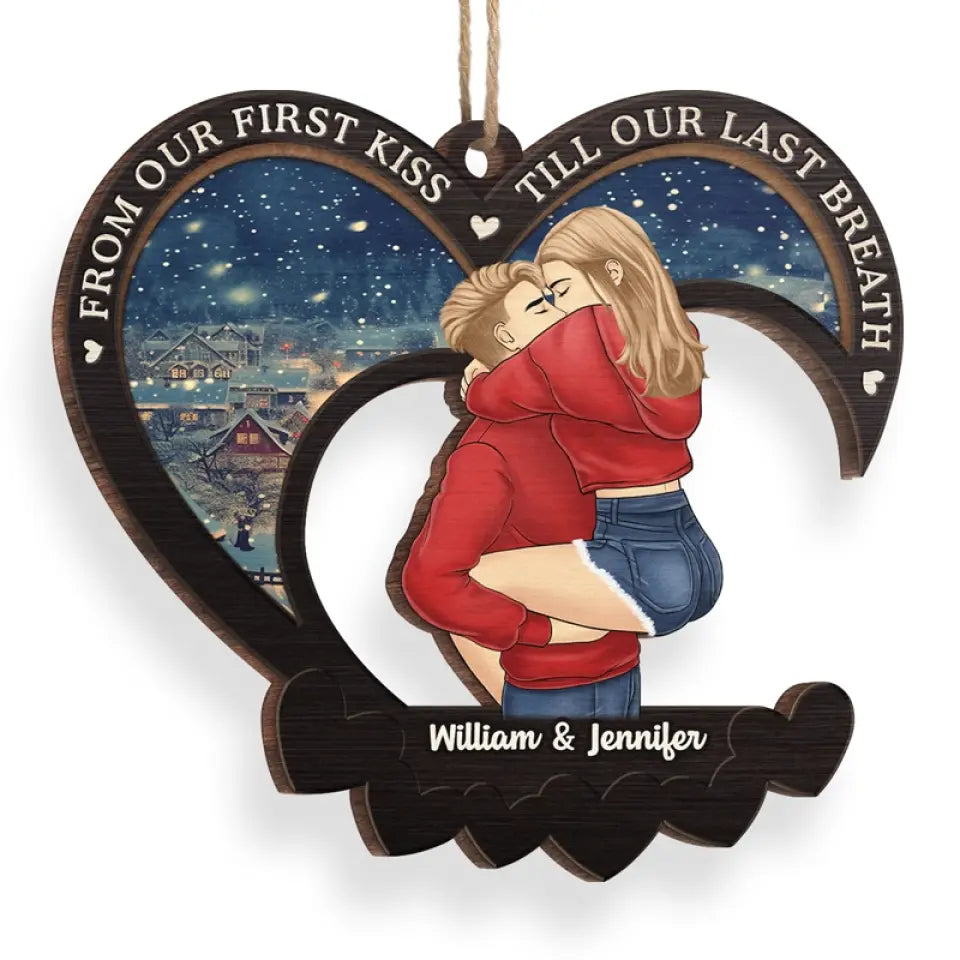 Embrasse-moi comme si c'était la dernière fois - Ornement personnalisé pour couple - Forme en bois personnalisée - Cadeau de Noël pour mari et femme, anniversaire