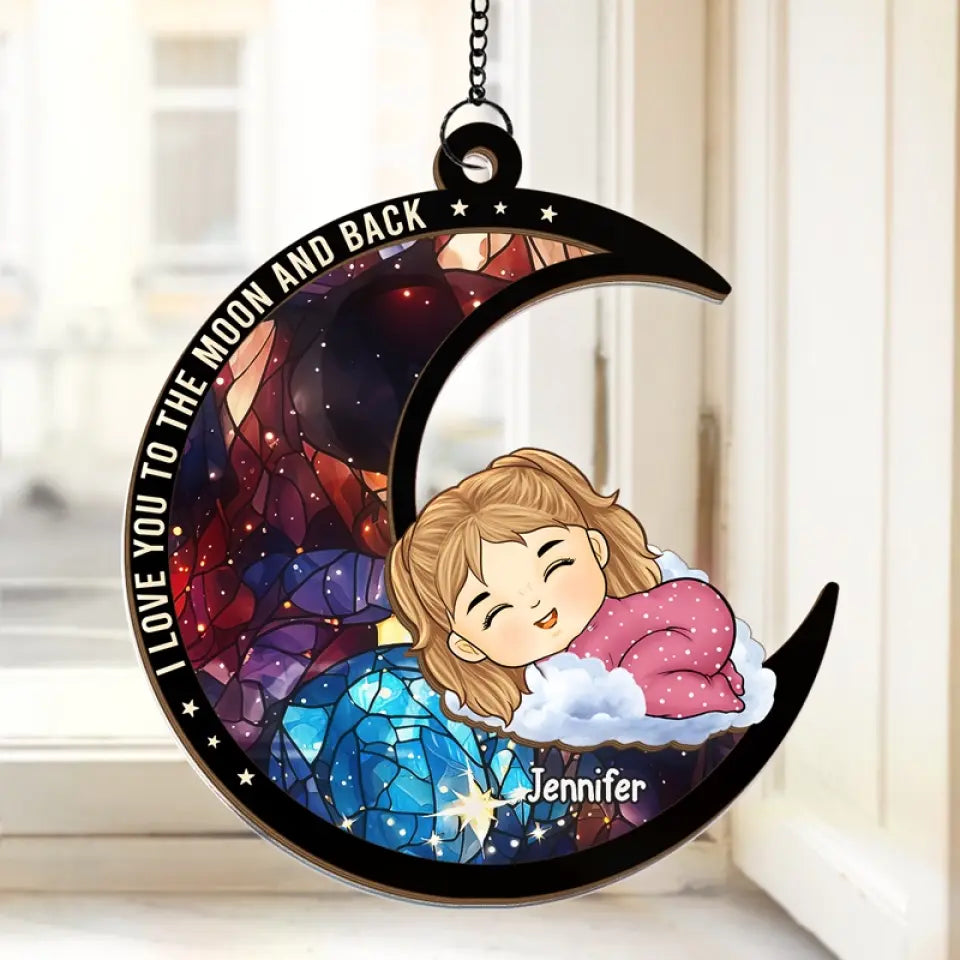 Nous t'aimons plus que les mots ne peuvent le dire - Attrape-soleil personnalisé à suspendre à la fenêtre - Cadeau de Noël pour bébé, enfant et nouveau-né