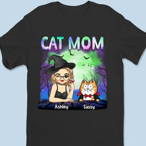 T-shirt, sweat à capuche et sweat-shirt unisexe personnalisé « Chat effrayant » d'Halloween - Cadeau d'Halloween pour les propriétaires et les amoureux des animaux