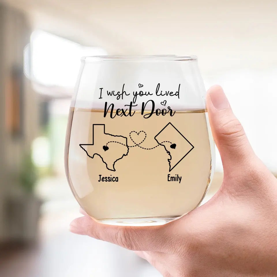 On n'est jamais trop loin pour boire un verre ensemble - Verre à vin personnalisé pour meilleure amie - Cadeau pour meilleures amies, meilleures amies, sœurs