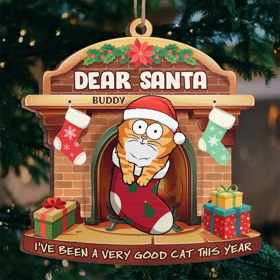Joyeux Noël à tous les poils ! Ornement personnalisé en forme de chat ! Cadeau de Noël pour les propriétaires et les amoureux des animaux.