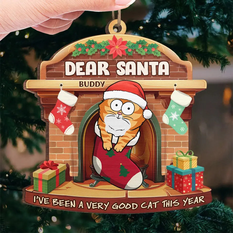 Joyeux Noël à tous les poils ! Ornement personnalisé en forme de chat ! Cadeau de Noël pour les propriétaires et les amoureux des animaux.