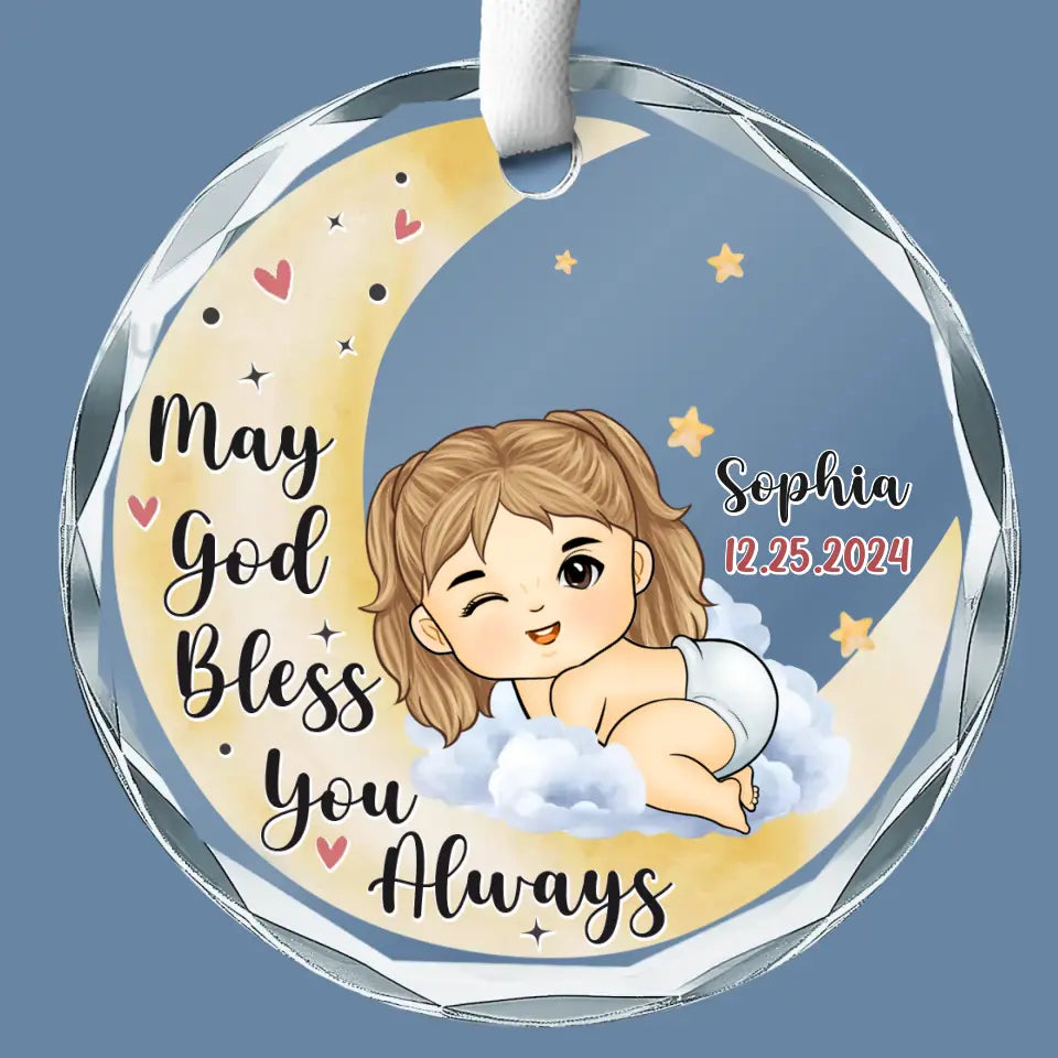 Joy To The World - Décoration de Noël personnalisée en verre avec cercle - Cadeau de Noël pour bébé, enfant et nouveau-né