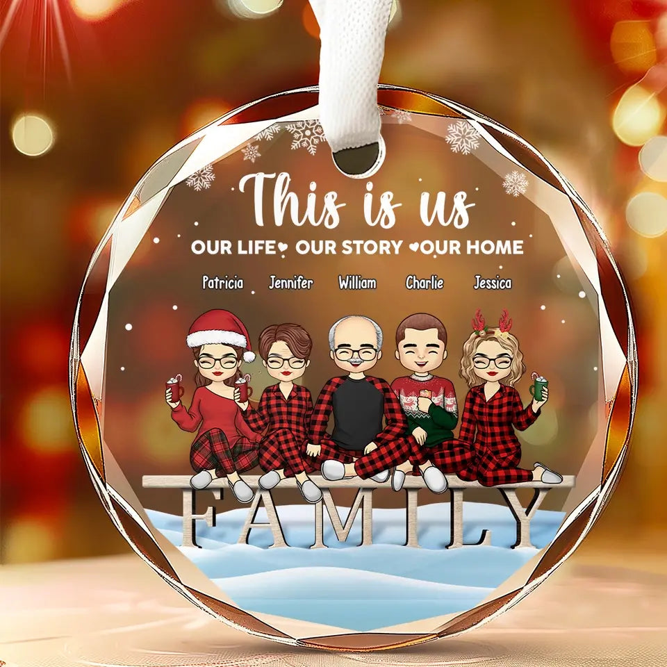 La famille est le plus beau cadeau de tous - Décoration de Noël personnalisée en verre avec cercle - Cadeau pour les membres de la famille