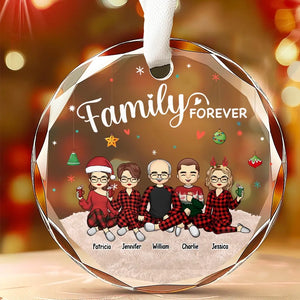 La famille illumine les fêtes - Décoration de Noël personnalisée en verre avec cercle - Cadeau de Noël pour les membres de la famille