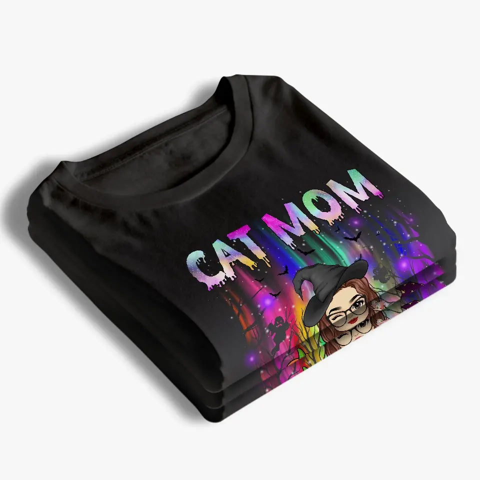 Le manifeste d'Halloween de la sorcière maman chat - T-shirt, sweat à capuche et sweat-shirt unisexe personnalisé pour chat - Cadeau d'Halloween pour les propriétaires et les amoureux des animaux