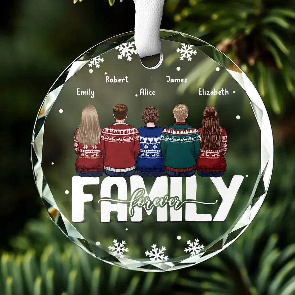 Ma partie préférée de Noël est la famille - Ornement en verre personnalisé en forme de cercle familial - Cadeau de Noël pour les membres de la famille