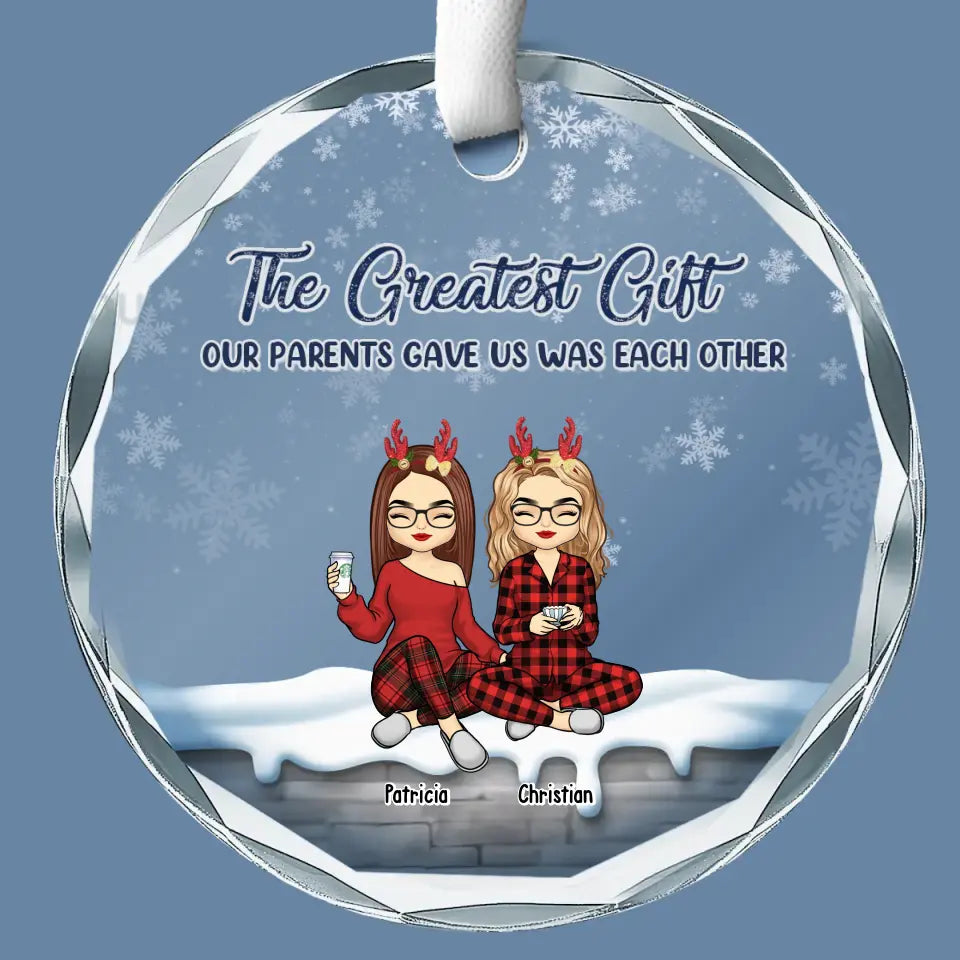 Le plus beau cadeau que nos parents nous ont offert – Ornement en verre personnalisé en forme de cercle pour la famille – Cadeau de Noël pour les membres de la famille
