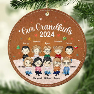 Nos petits-enfants - Ornement en cuir personnalisé pour la famille - Cadeau de Noël pour grand-mère