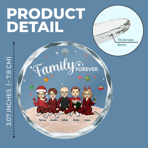 La famille illumine les fêtes - Décoration de Noël personnalisée en verre avec cercle - Cadeau de Noël pour les membres de la famille