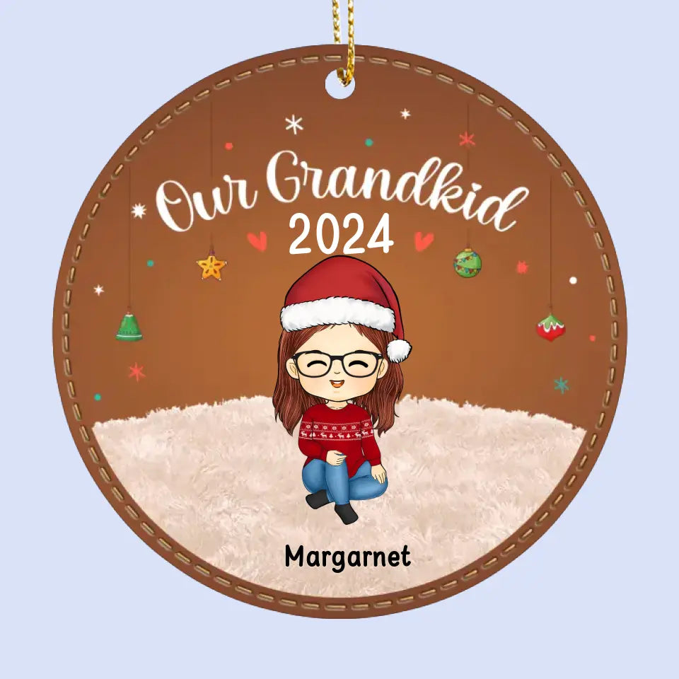 Nos petits-enfants - Ornement en cuir personnalisé pour la famille - Cadeau de Noël pour grand-mère