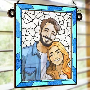 Photo personnalisée « Je t'aime encore plus chaque jour » – Ornement attrape-soleil personnalisé à suspendre à la fenêtre – Cadeau pour mari et femme, anniversaire